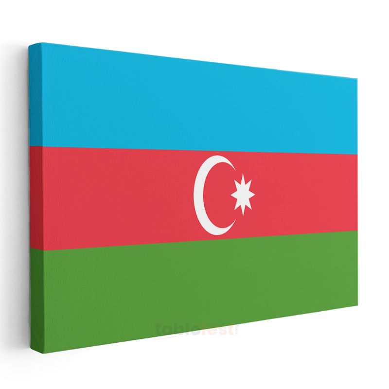 Azerbaycan Bayrağı - Kanvas Tablo