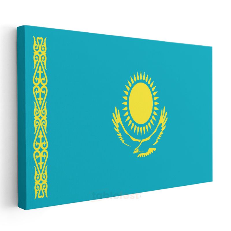 Kazakistan Bayrağı - Kanvas Tablo