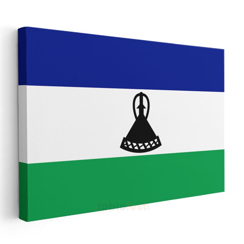 Lesotho Bayrağı - Kanvas Tablo