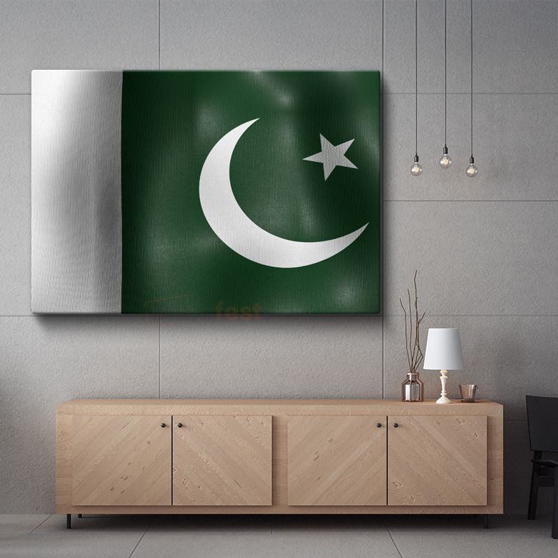 Pakistan Bayrağı - Dalgalı Görünüm Kanvas Tablo