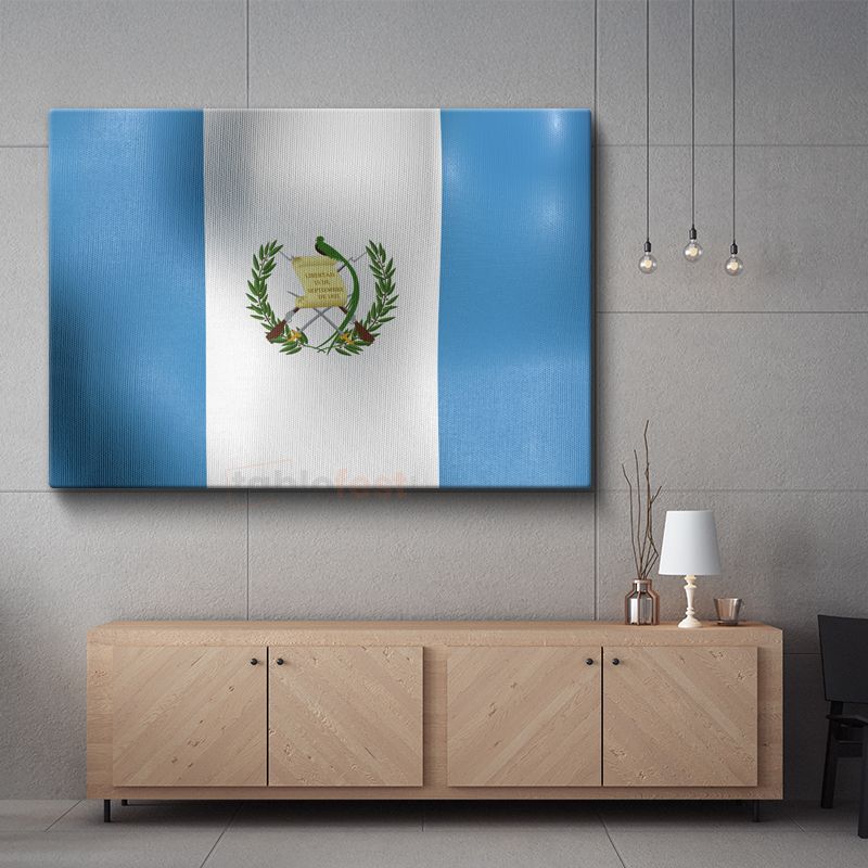 Guatemala Bayrağı - Dalgalı Görünüm Kanvas Tablo