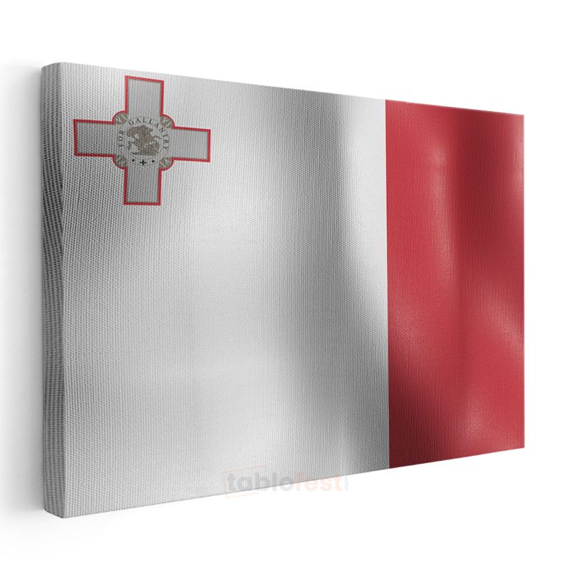 Malta Bayrağı - Dalgalı Görünüm Kanvas Tablo
