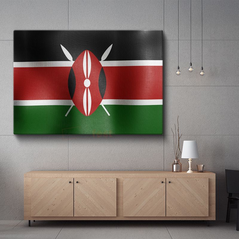 Kenya Bayrağı - Dalgalı Görünüm Kanvas Tablo