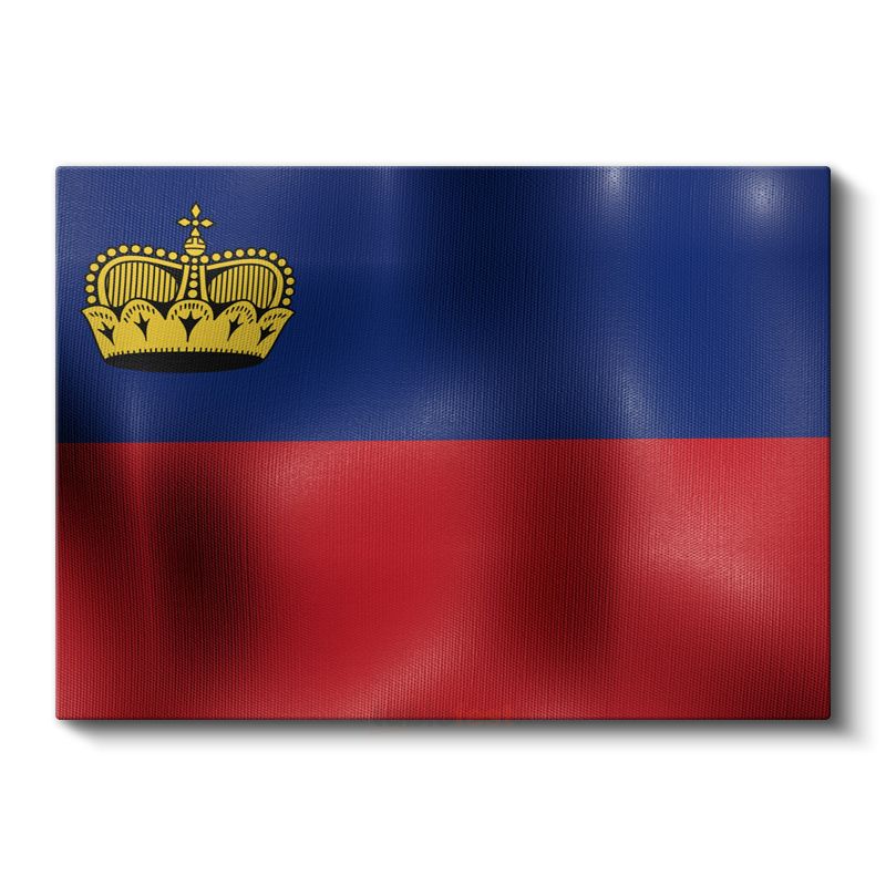 Liechtenstein Bayrağı - Dalgalı Görünüm Kanvas Tablo