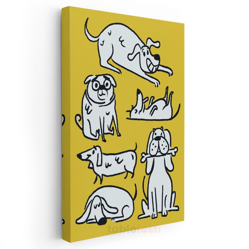 Köpek Dostlar - Eğlenceli Pozlar Kanvas Tablo