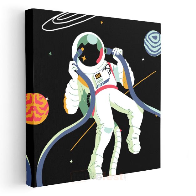Uzay Kaşifi - Yıldızlar Arasında Astronot Kanvas Tablo