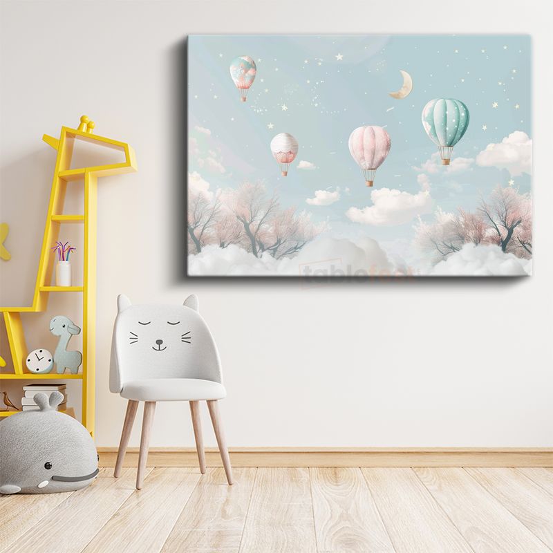 Sıcak Hava Balonları - Pastel Gökyüzü Temalı Kanvas Tablo