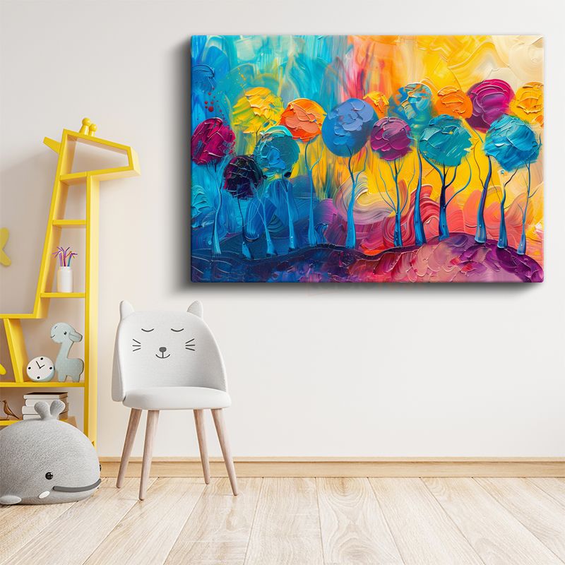 Renkli Ağaçlar - Soyut Sanat Kanvas Tablo
