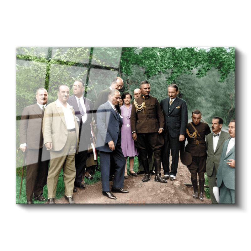 Atatürk ve Devlet Erkânı - Cumhuriyet Dönemi Cam Tablo