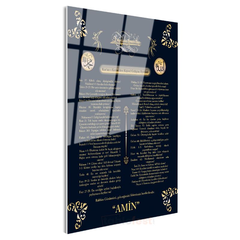 Kur'an-ı Kerim'den Kişisel Gelişim Ayetleri - Manevi Rehberlik Cam Tablo