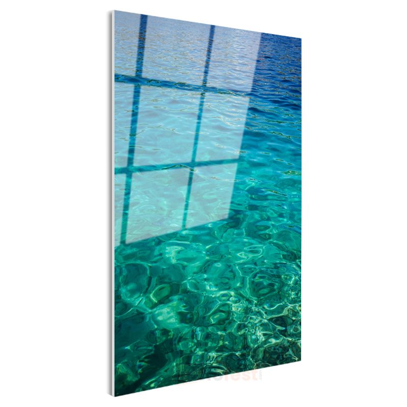Turkuaz Deniz - Kristal Berraklığında Dalgalar Cam Tablo