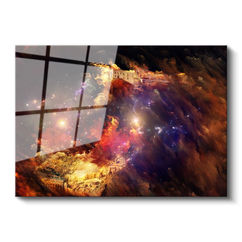 Kozmik Manzara - Renkli Nebula ve Yıldızlar Cam Tablo