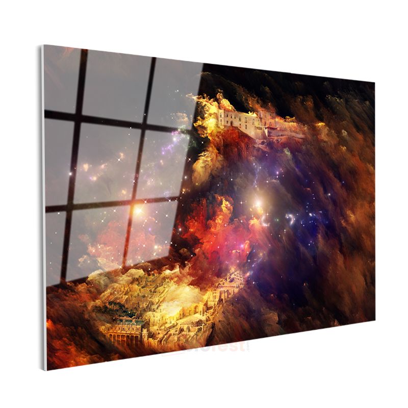 Kozmik Manzara - Renkli Nebula ve Yıldızlar Cam Tablo