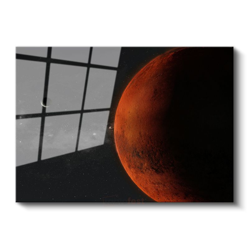 Kızıl Gezegen - Mars ve Uydusu Cam Tablo