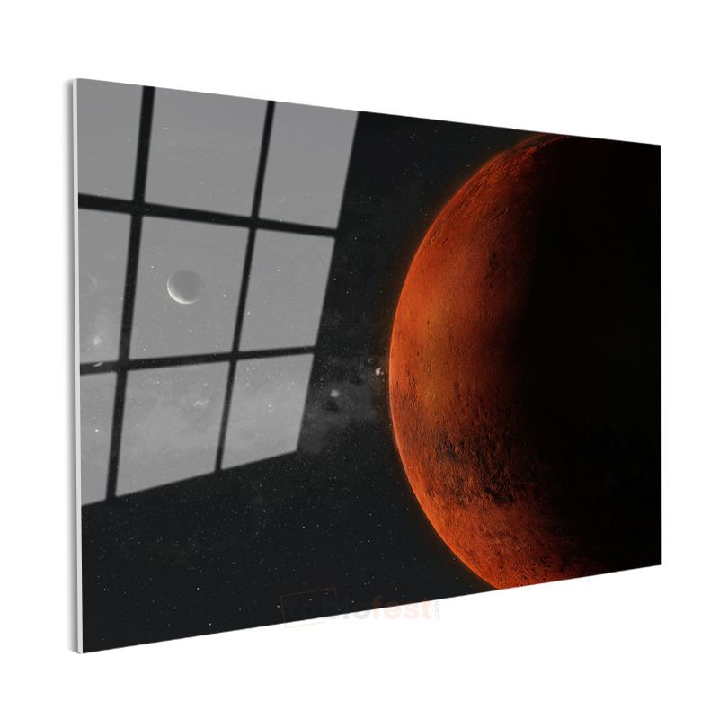 Kızıl Gezegen - Mars ve Uydusu Cam Tablo