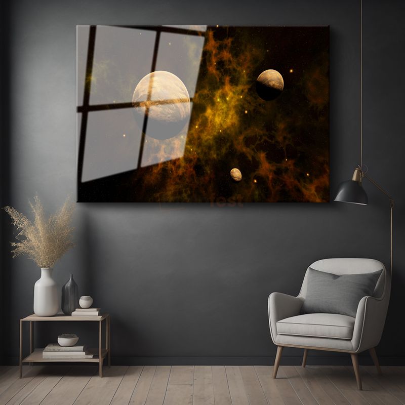 Kozmik Doğuş - Nebula İçinde Gezegenler Cam Tablo