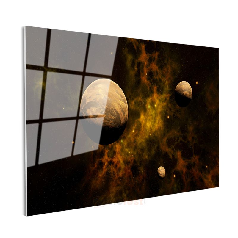 Kozmik Doğuş - Nebula İçinde Gezegenler Cam Tablo