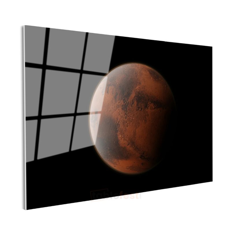 Mars Portresi - Yakın Çekim Kızıl Gezegen Cam Tablo