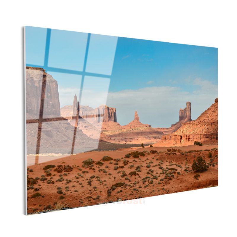 Monument Valley - Kızıl Kayalıklar Manzarası Cam Tablo