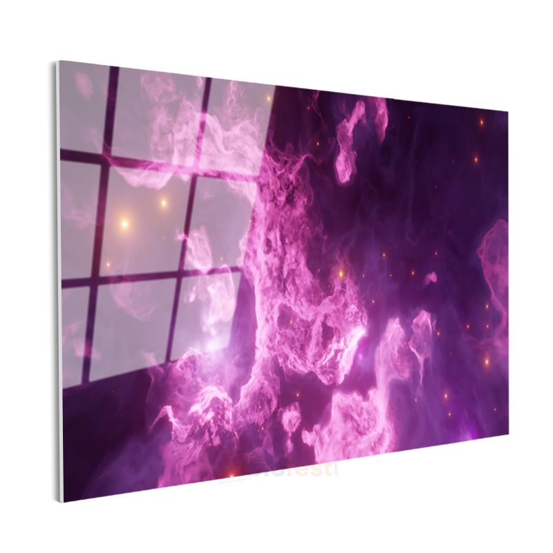 Kozmik Nebula - Mor Galaksi Işıltısı Cam Tablo