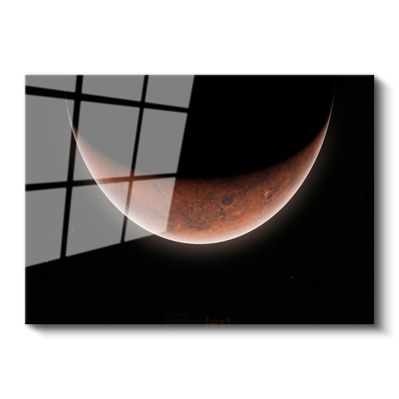 Mars Hilali - Kızıl Gezegenin Büyüleyici Görünümü Cam Tablo
