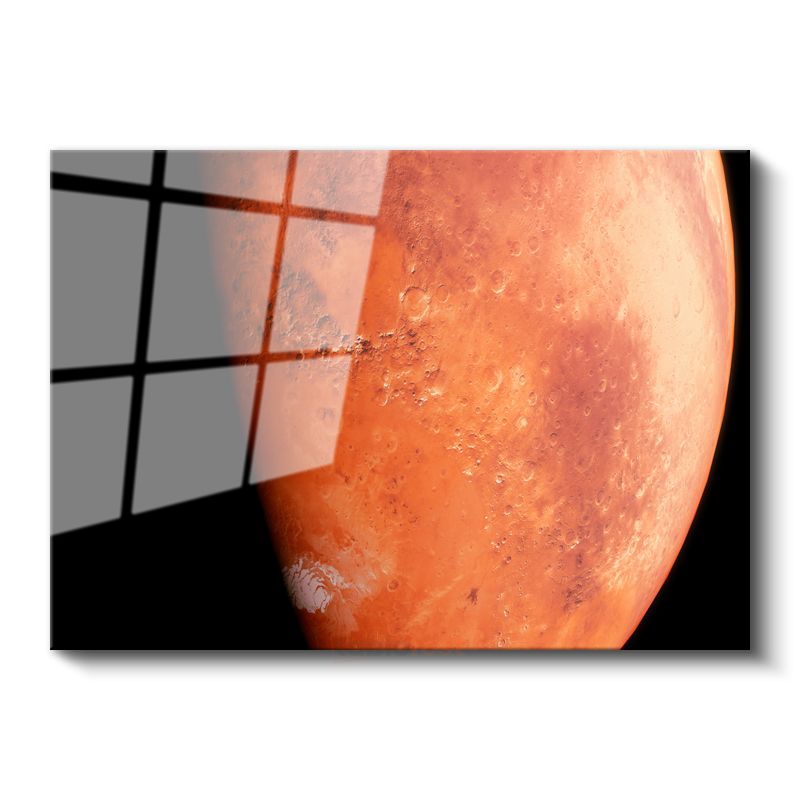 Mars Gezegeni - Kızıl Gezegenin Yüzey Detayları Cam Tablo
