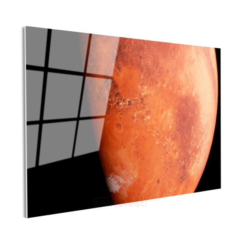 Mars Gezegeni - Kızıl Gezegenin Yüzey Detayları Cam Tablo