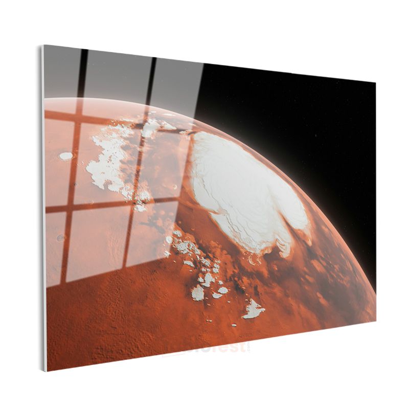 Mars Manzarası - Kızıl Gezegenin Kutup Bölgesi Cam Tablo