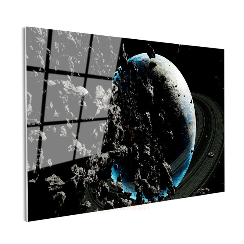 Kozmik Gezegen - Asteroit Kuşağı Cam Tablo
