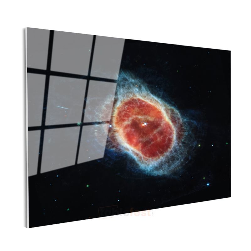 Kozmik Nebula - Uzayın Derinliklerinde Kızıl Parıltı Cam Tablo