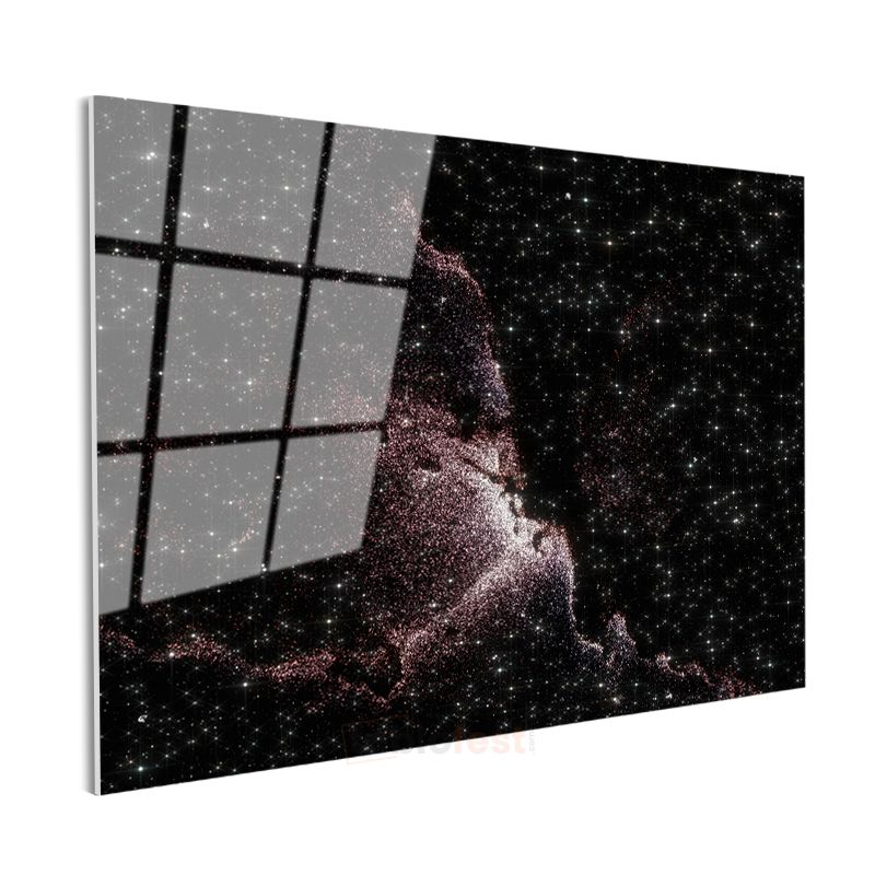 Kozmik Nebula - Yıldızlar Arasında Parıldayan Mor Işıltı Cam Tablo