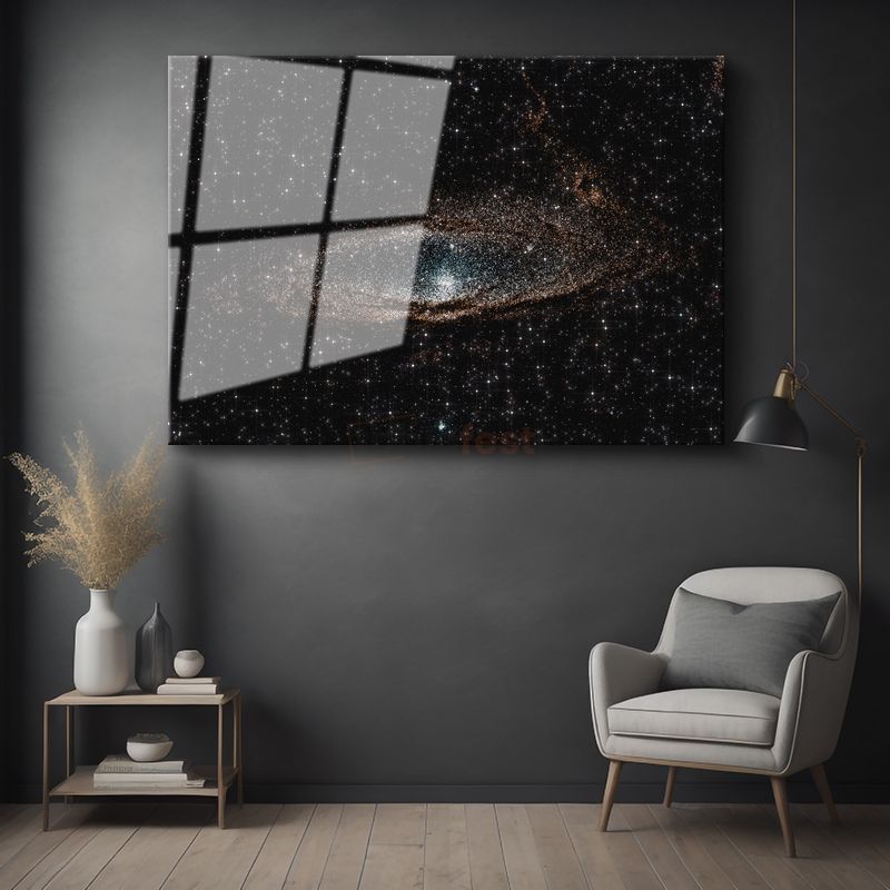 Spiral Galaksi - Yıldızlar Arasında Kozmik Girdap Cam Tablo