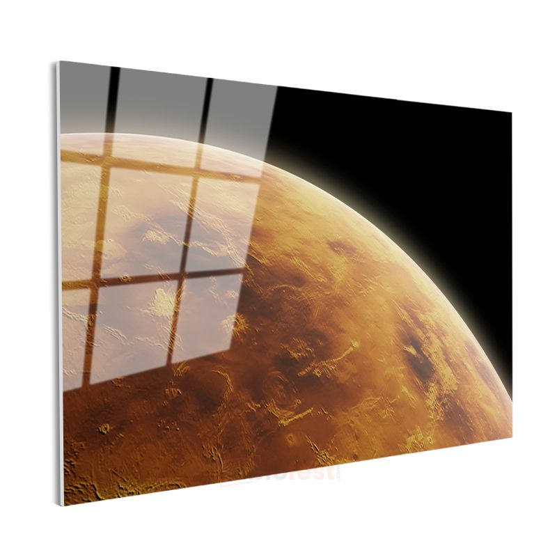 Mars Gezegeni - Kızıl Gezegenin Detaylı Yüzeyi Cam Tablo