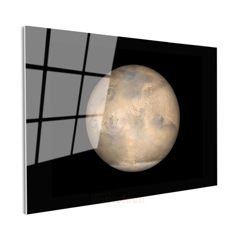 Mars Gezegeni - Kozmik Kızıl Dünya Görüntüsü Cam Tablo