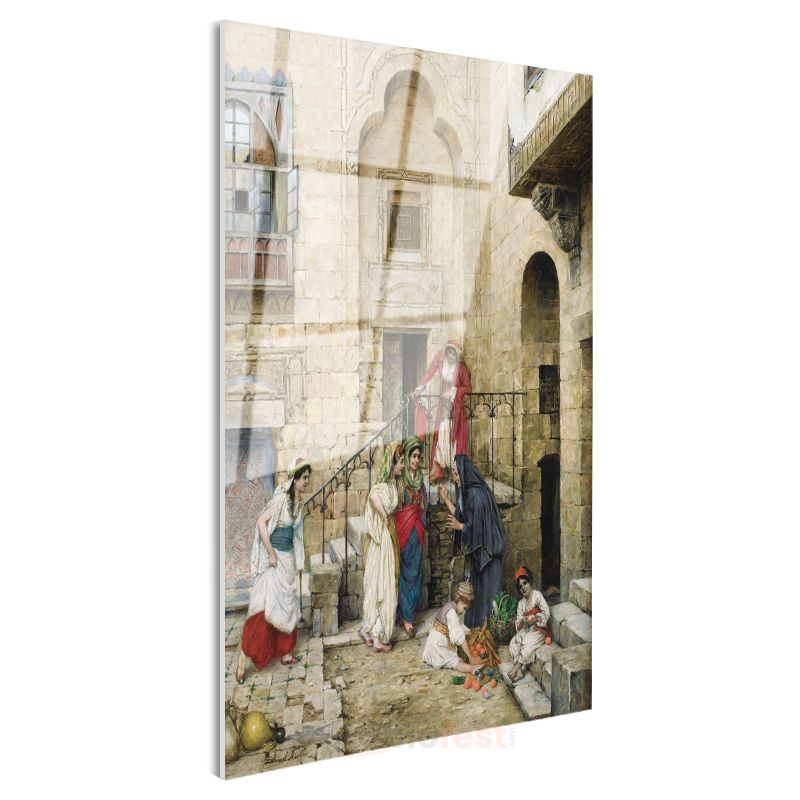 Osman Hamdi Bey - Harem Avlusunda Kadınlar Cam Tablo