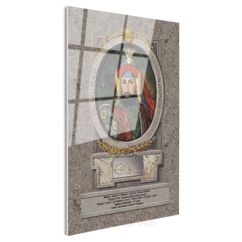 Osmanlı Padişahları - Sultan I. Ahmed Portresi Cam Tablo