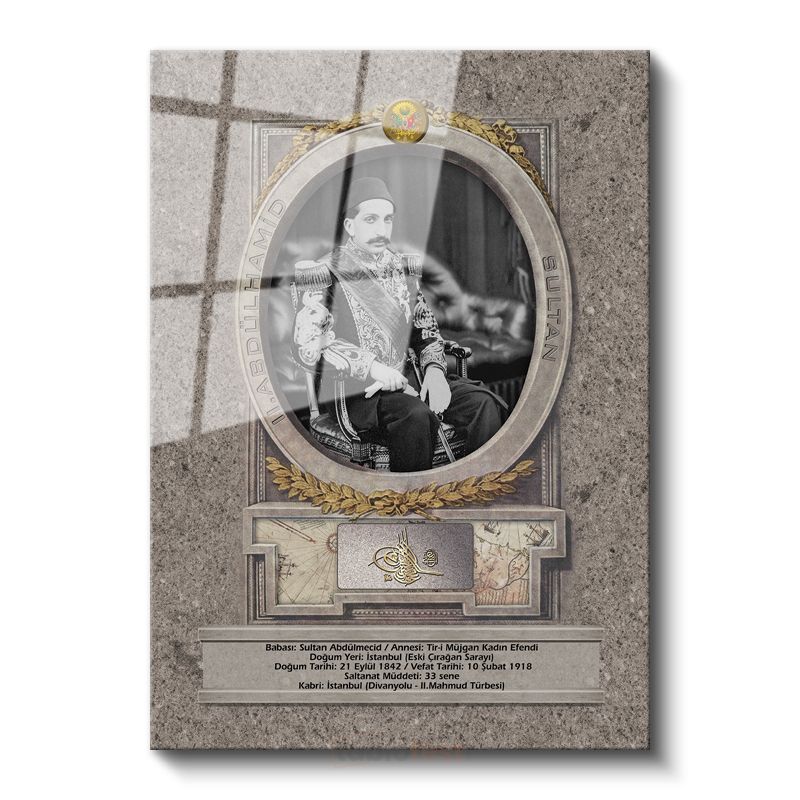 Osmanlı Padişahları - Sultan V. Mehmed Reşad Resmi Cam Tablo