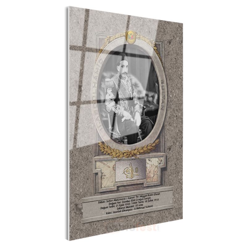 Osmanlı Padişahları - Sultan V. Mehmed Reşad Resmi Cam Tablo