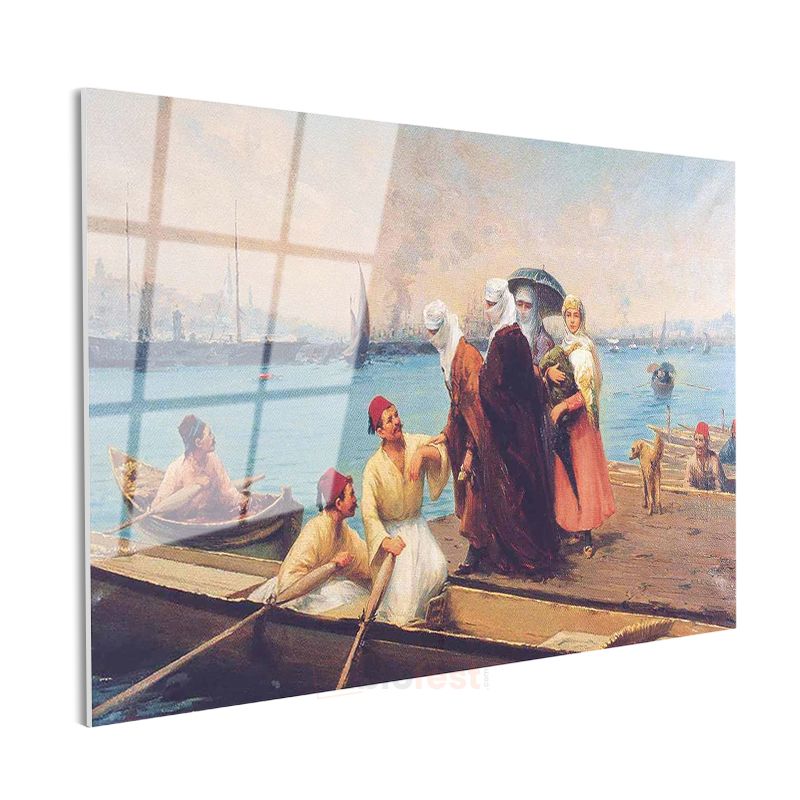 İstanbul Boğazı - Kayıkta Hanımlar Cam Tablo