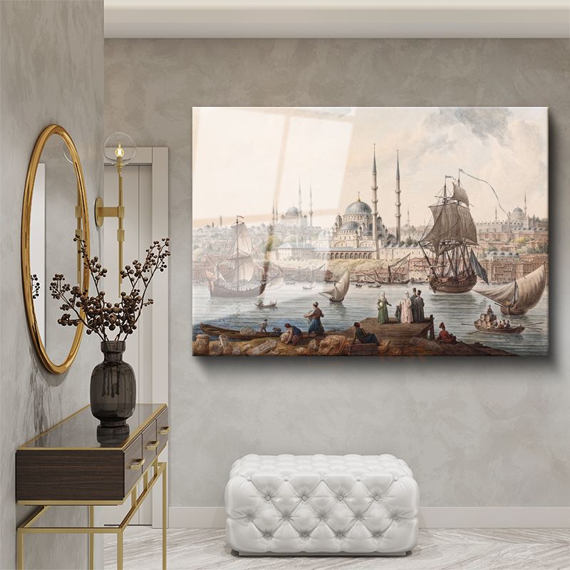 İstanbul Panoraması - Tarihi Yarımada ve Yelkenliler Cam Tablo