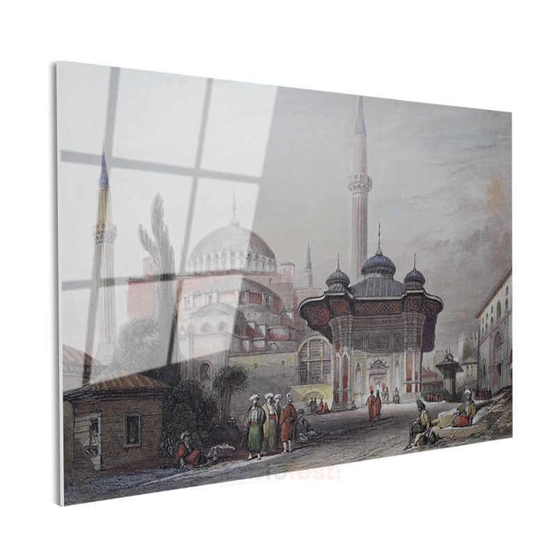 Ayasofya Camii - Osmanlı Döneminde İhtişamlı Görünüm Cam Tablo