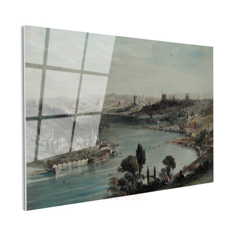 İstanbul Panorama - Haliç ve Şehir Manzarası Cam Tablo