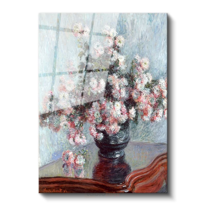 Claude Monet - Krizantemler Cam Tablo