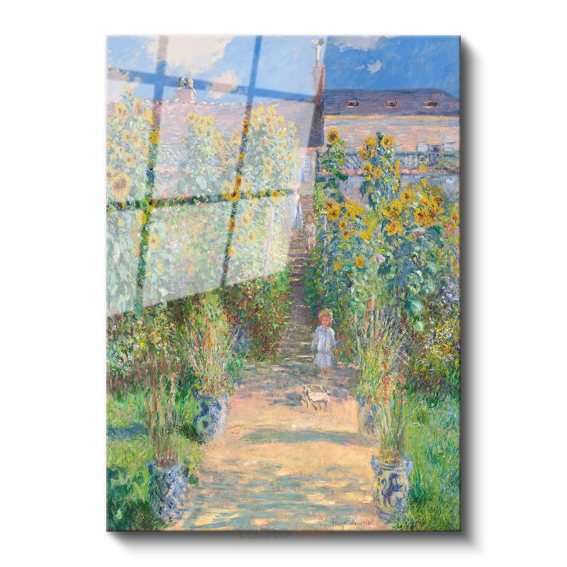 Claude Monet - Monet'nin Vetheuil'deki Bahçesi Cam Tablo