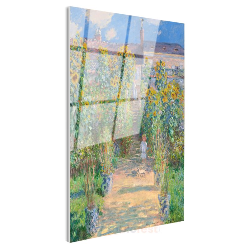 Claude Monet - Monet'nin Vetheuil'deki Bahçesi Cam Tablo