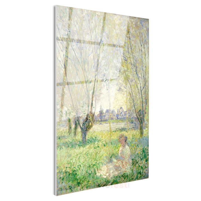 Claude Monet - Söğüt Ağaçları Altında Kadın Cam Tablo