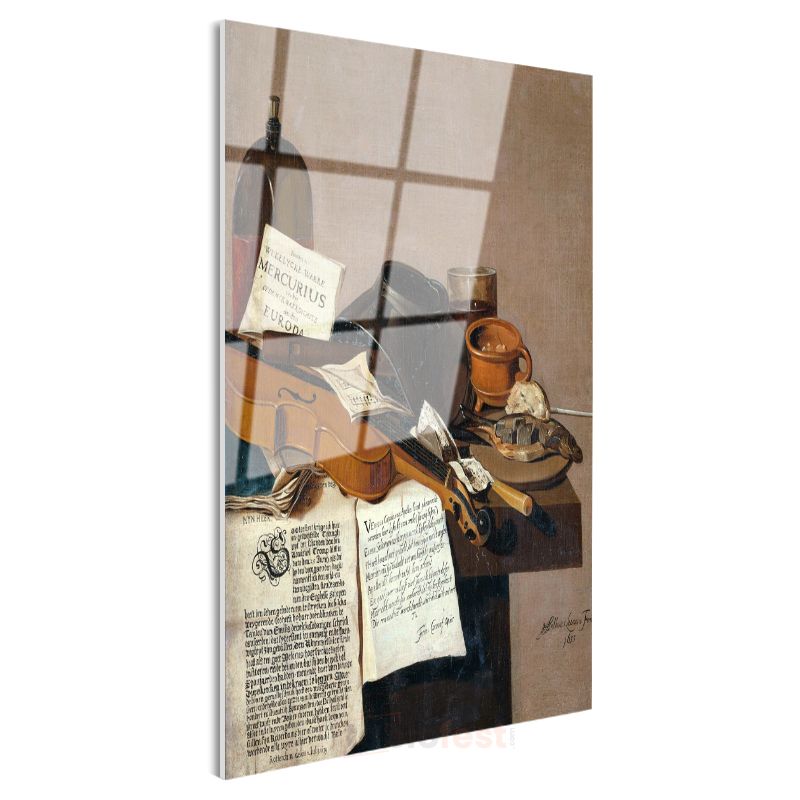 Pieter Claesz - Müzik Aletli Natürmort Cam Tablo