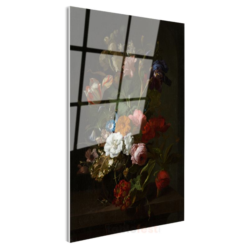 Rachel Ruysch - Çiçek Buketi Cam Tablo