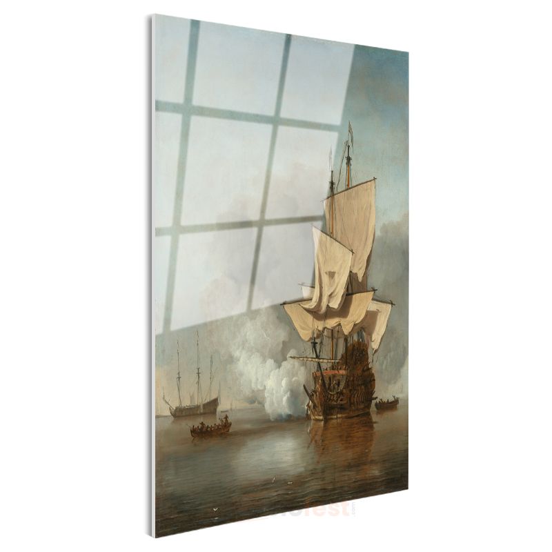 Willem van de Velde - Denizde Yelkenliler Cam Tablo
