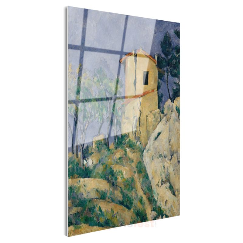 Paul Cézanne - Sarı Ev ve Kayalıklar Cam Tablo